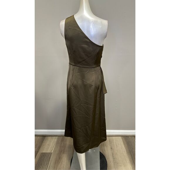 Sachin + Babi Evangeline Draped One-shoulder Midi Dress Olive Size 4 $495 - Picture 6 of 11